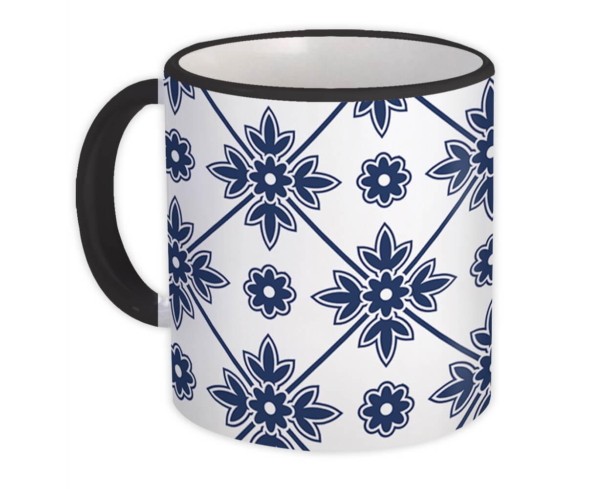 Gift Mug : Mosaic Arabesque Modern Navy Blue Contemporary Home Decor Design