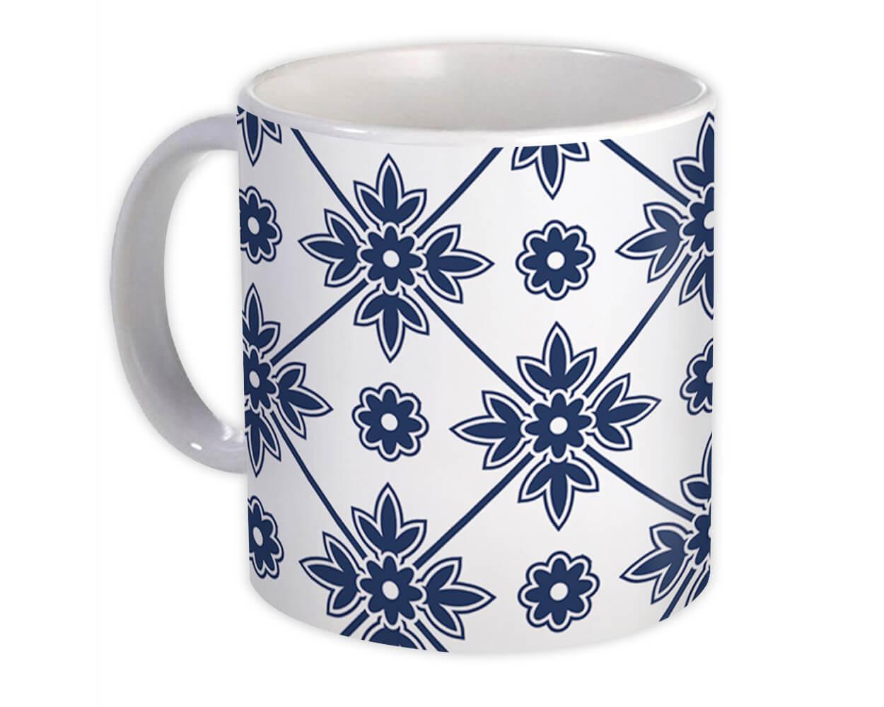 Gift Mug : Mosaic Arabesque Modern Navy Blue Contemporary Home Decor Design