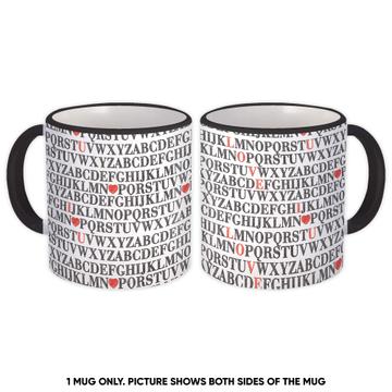 Love Alphabet : Gift Mug Letters Pattern Be My Valentine Hearts School Pencil Written