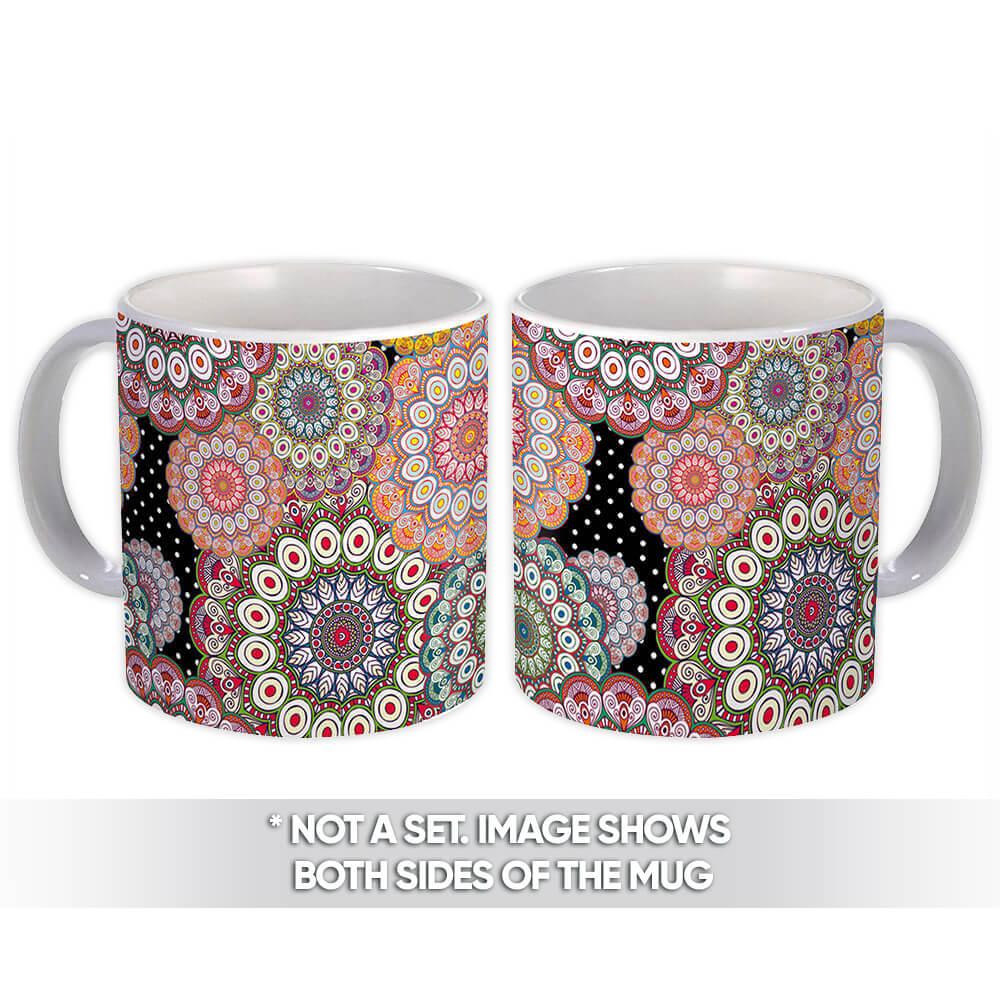 Gift Mug : Decorated Mandalas Orient Style Ornament Flower Coloring Moroccan