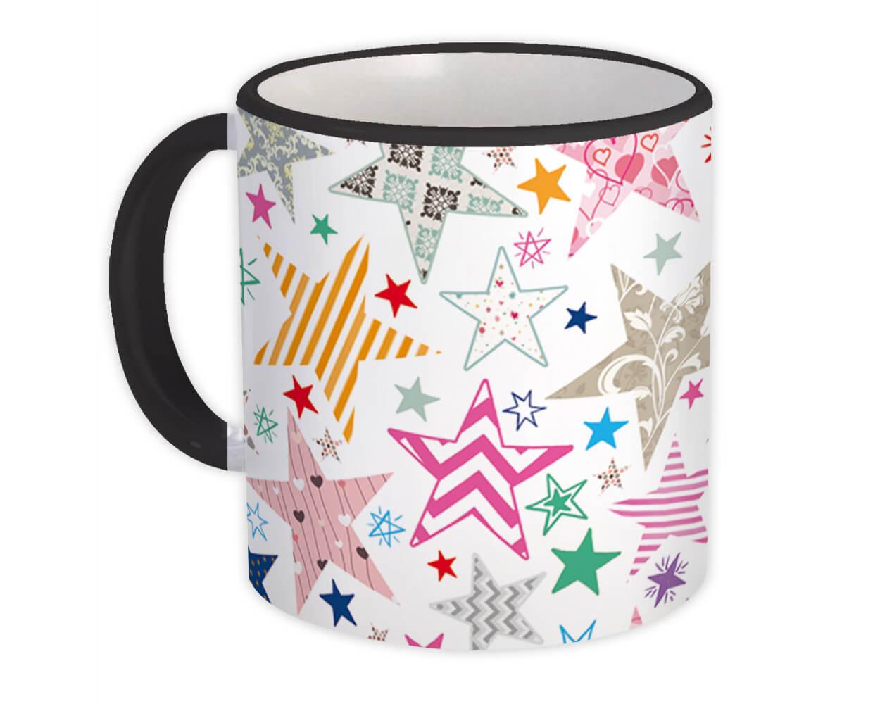 Gift Mug : Colorful Stars White Modern Contemporary Home Decor Design