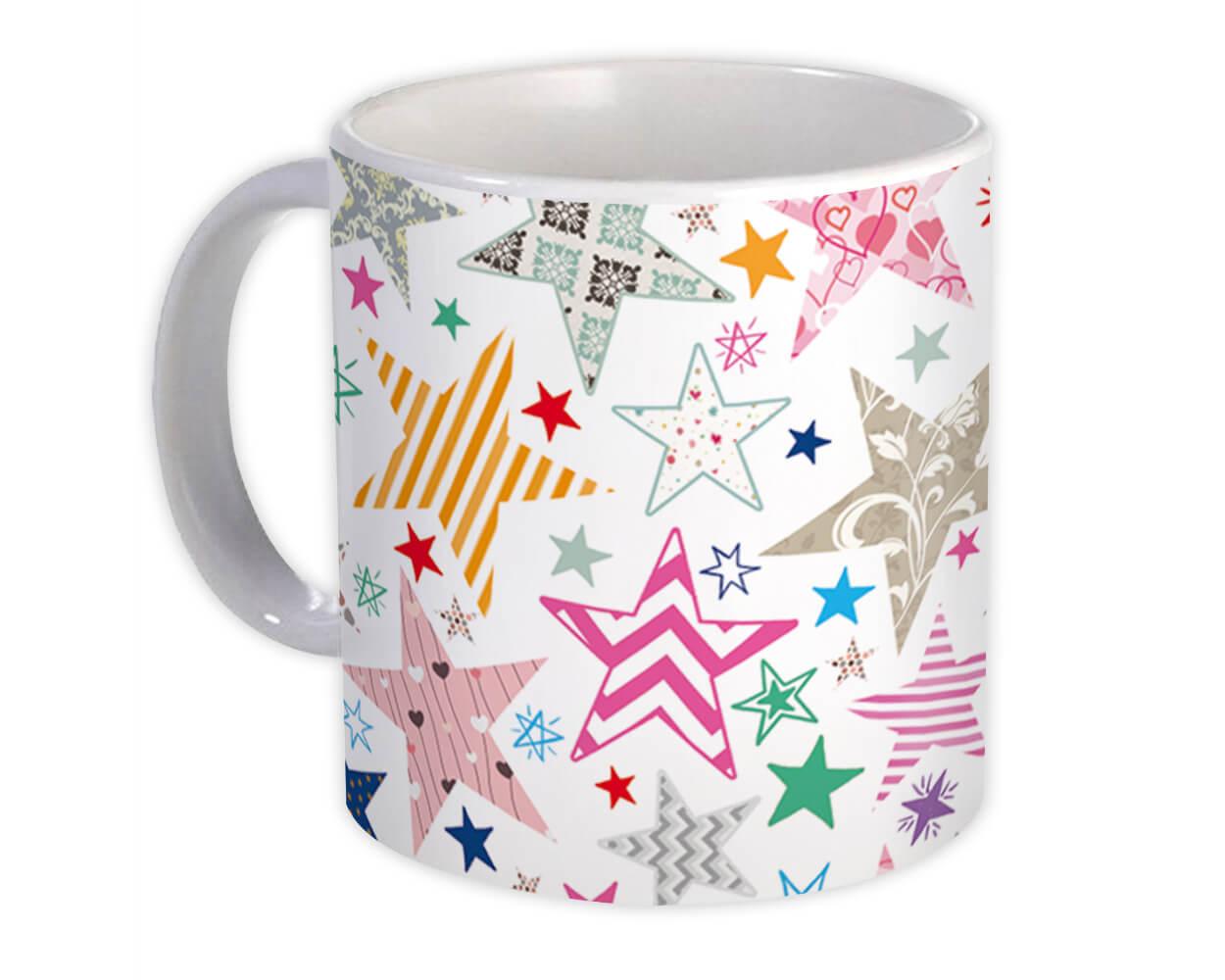 Gift Mug : Colorful Stars White Modern Contemporary Home Decor Design