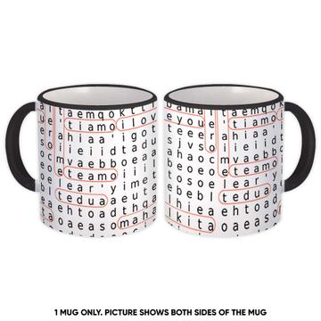 Crossword Puzzle Pattern : Gift Mug Romantic Love You Valentines Day For Girlfriend Languages