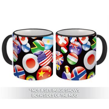 World Cup : Gift Mug Continents Trip Champions Olympics Flags Balls Pattern Sport Decor