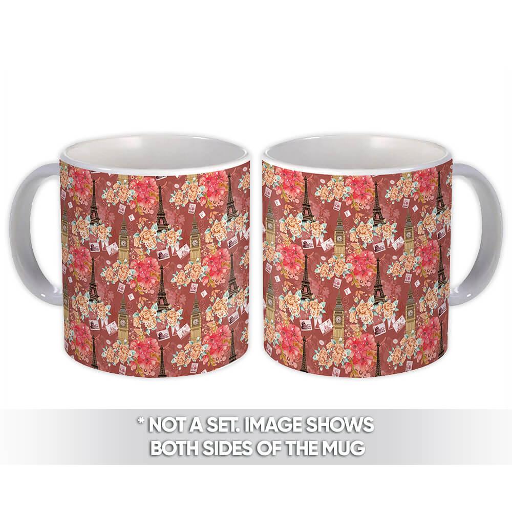 Gift Mug : Retro Europe For Grandma Vintage Flowers Pattern Mom Travelling