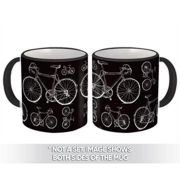 Retro Bicycle Pattern : Gift Mug Black And White Vintage Vehicle Adventure Trip Bike
