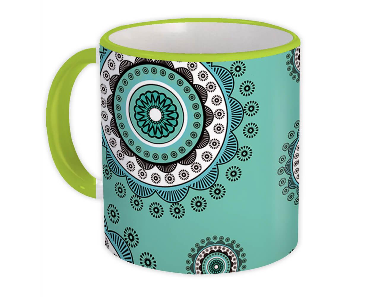 Gift Mug : Mandala Pastel Green Home Decor Pattern Abstract Shapes