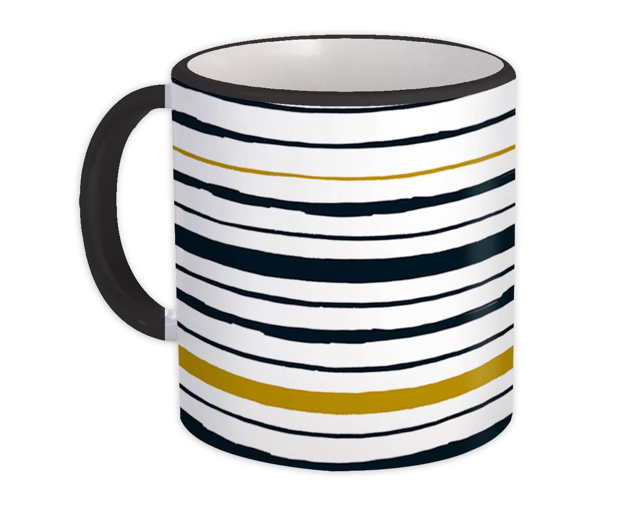 Gift Mug : Stripes Black Gold Scandinavian Modern Contemporary Design