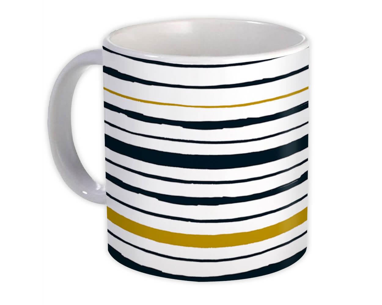 Gift Mug : Stripes Black Gold Scandinavian Modern Contemporary Design