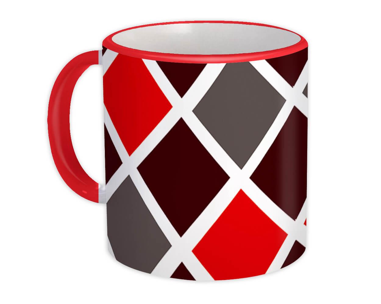 Gift Mug : Losange Diamond Design Geometric Red Grey Modern Home Decor