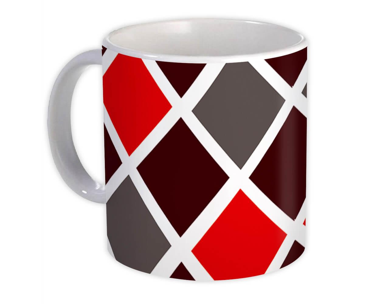 Gift Mug : Losange Diamond Design Geometric Red Grey Modern Home Decor