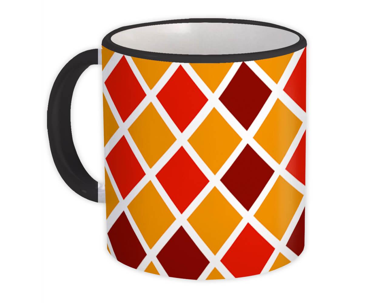 Gift Mug : Losange Diamond Design Geometric Orange Red Modern Home Decor