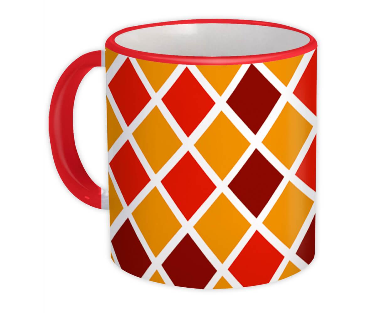 Gift Mug : Losange Diamond Design Geometric Orange Red Modern Home Decor