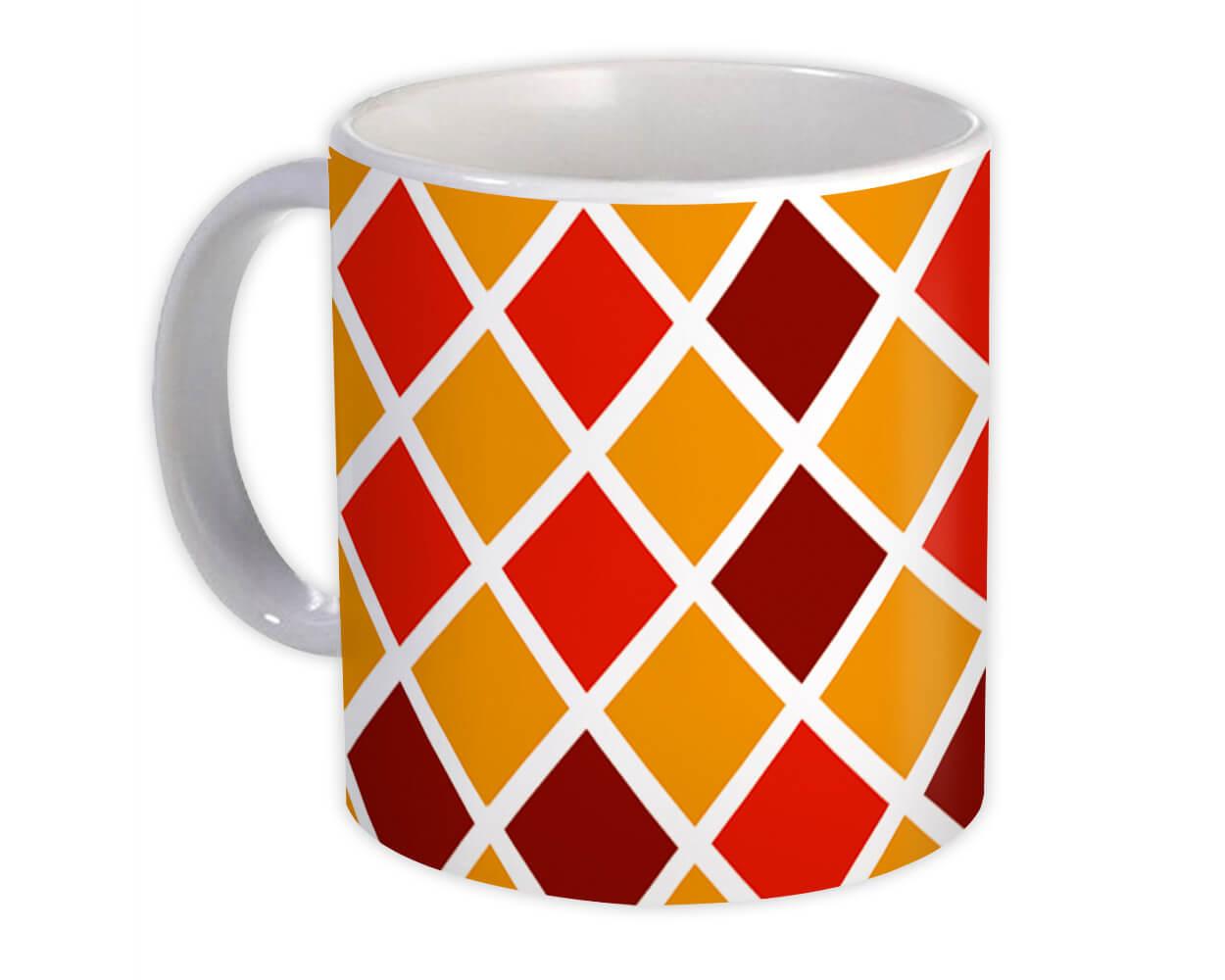 Gift Mug : Losange Diamond Design Geometric Orange Red Modern Home Decor