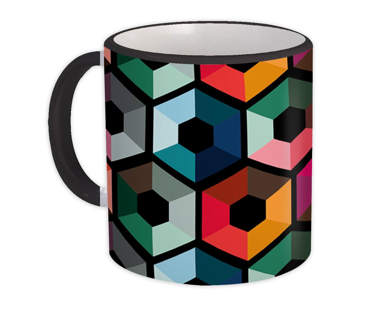 Gift Mug : Colorful Shape Design Geometric Modern Home Decor Hexagon