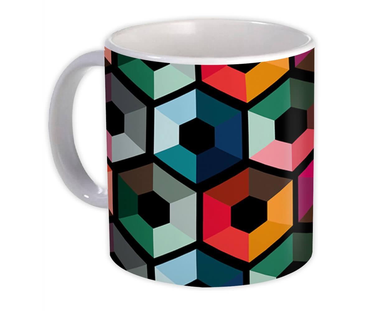 Gift Mug : Colorful Shape Design Geometric Modern Home Decor Hexagon