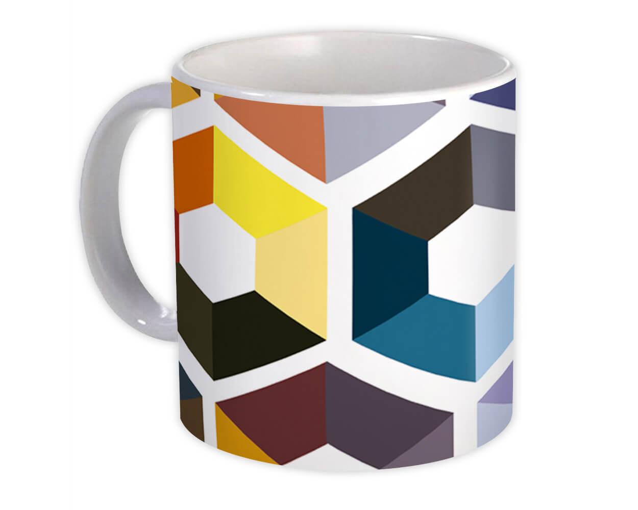 Gift Mug : Colorful Hexagon Design Geometric Modern Home Decor Scandinavian