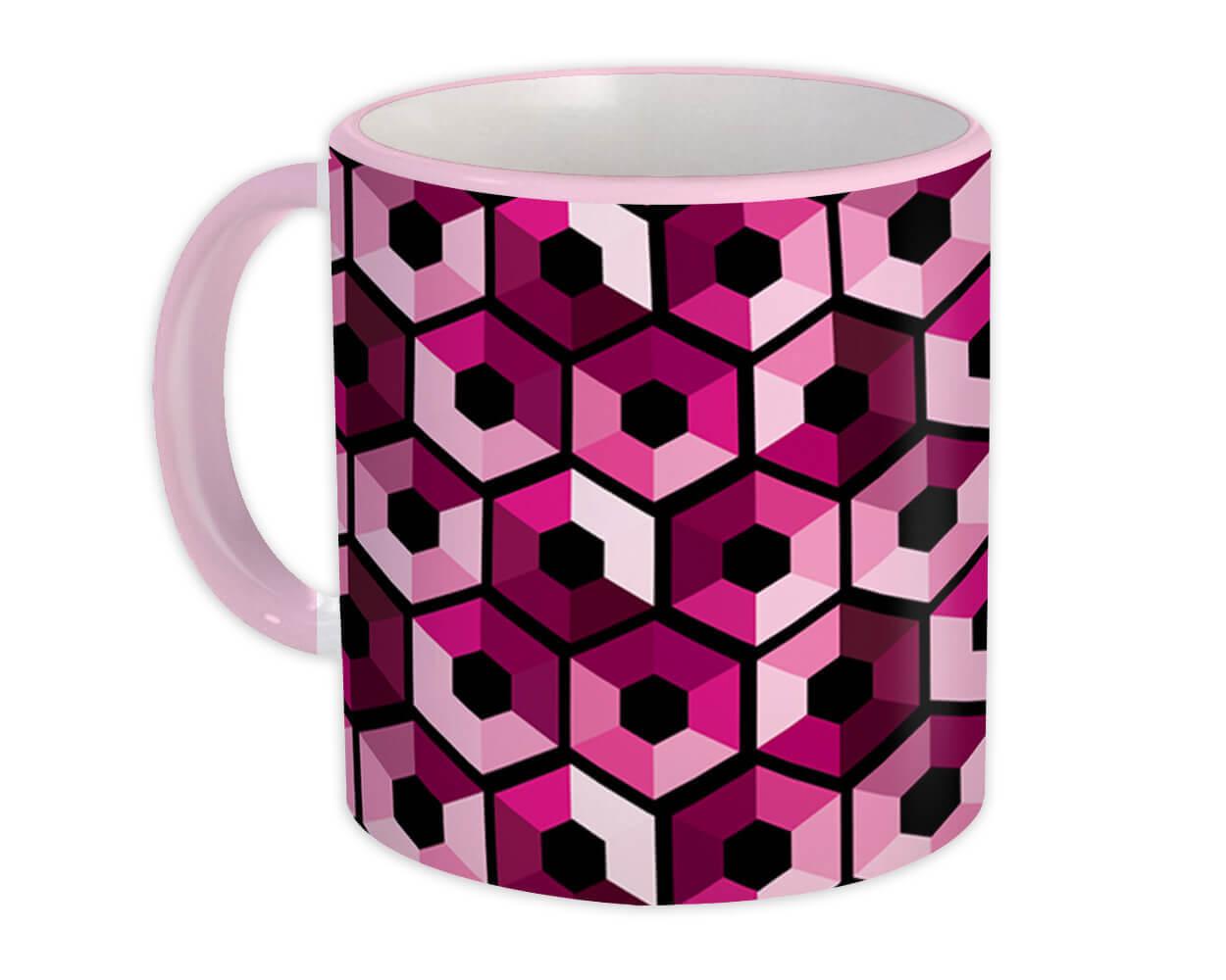 Gift Mug : Pink Hexagon Design Geometric Modern Home Decor Scandinavian