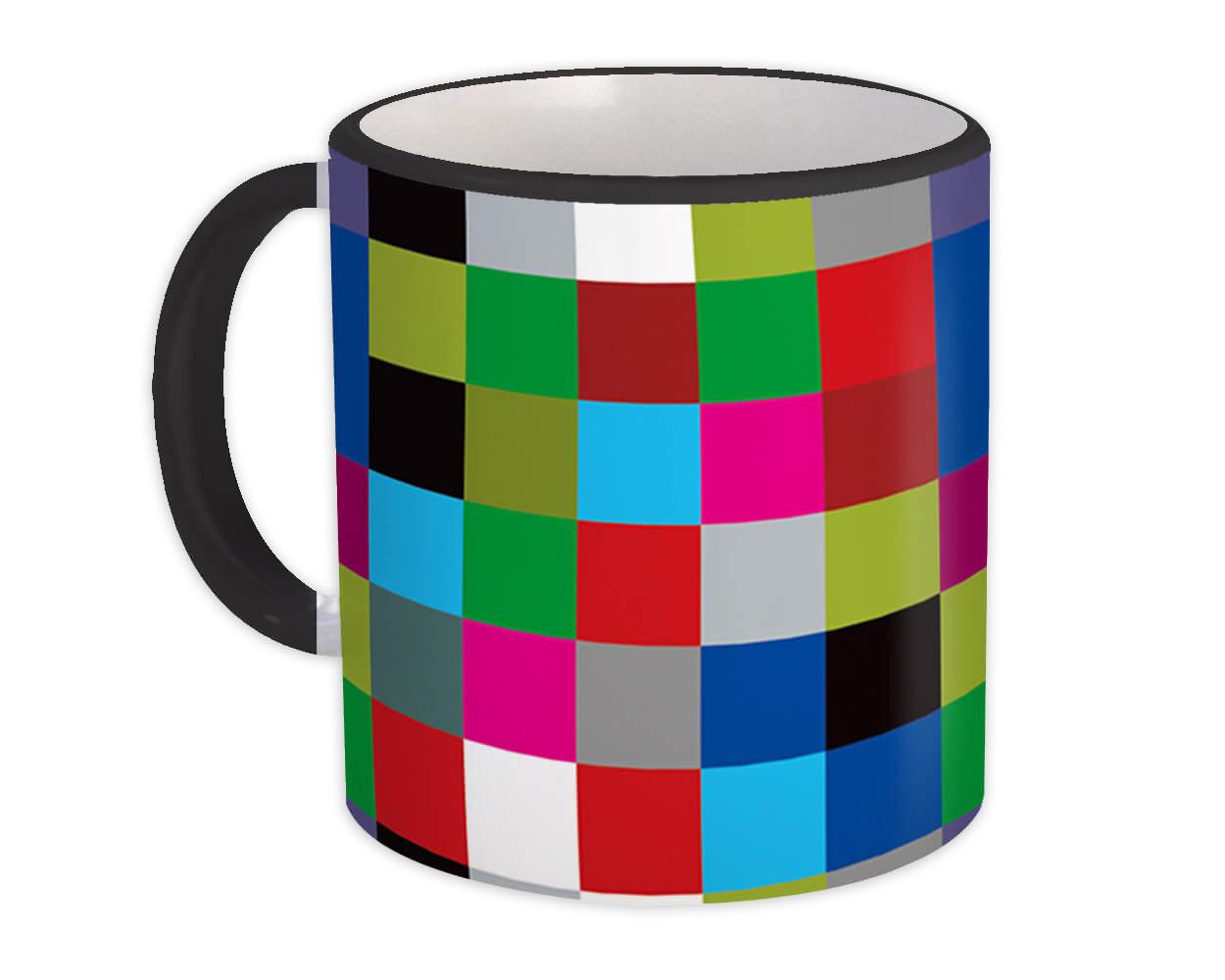 Gift Mug : Squares Patterned Elegant Modern Colorful Abstract Pattern Shapes