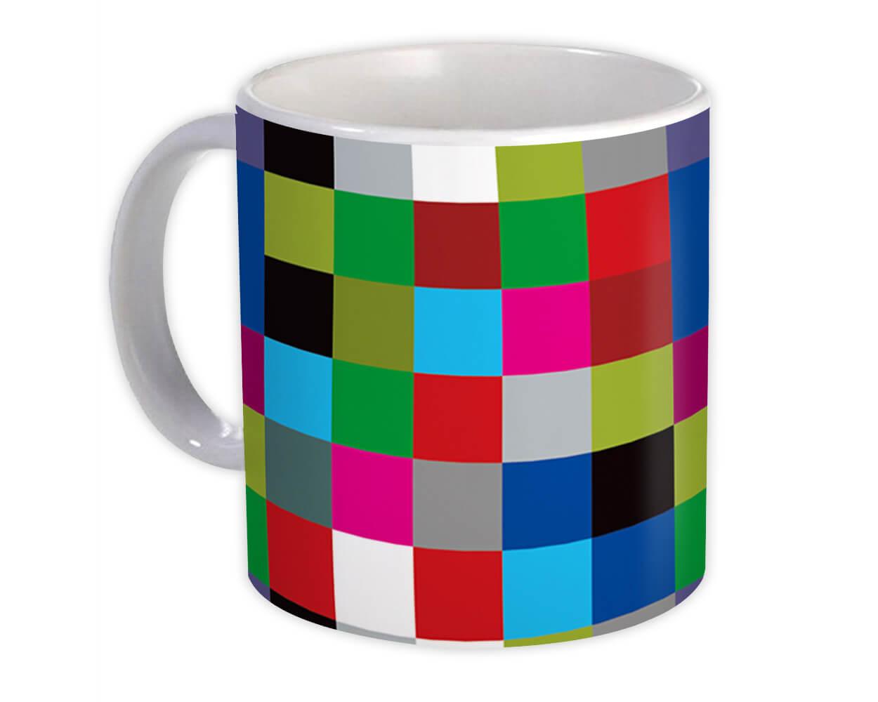 Gift Mug : Squares Patterned Elegant Modern Colorful Abstract Pattern Shapes