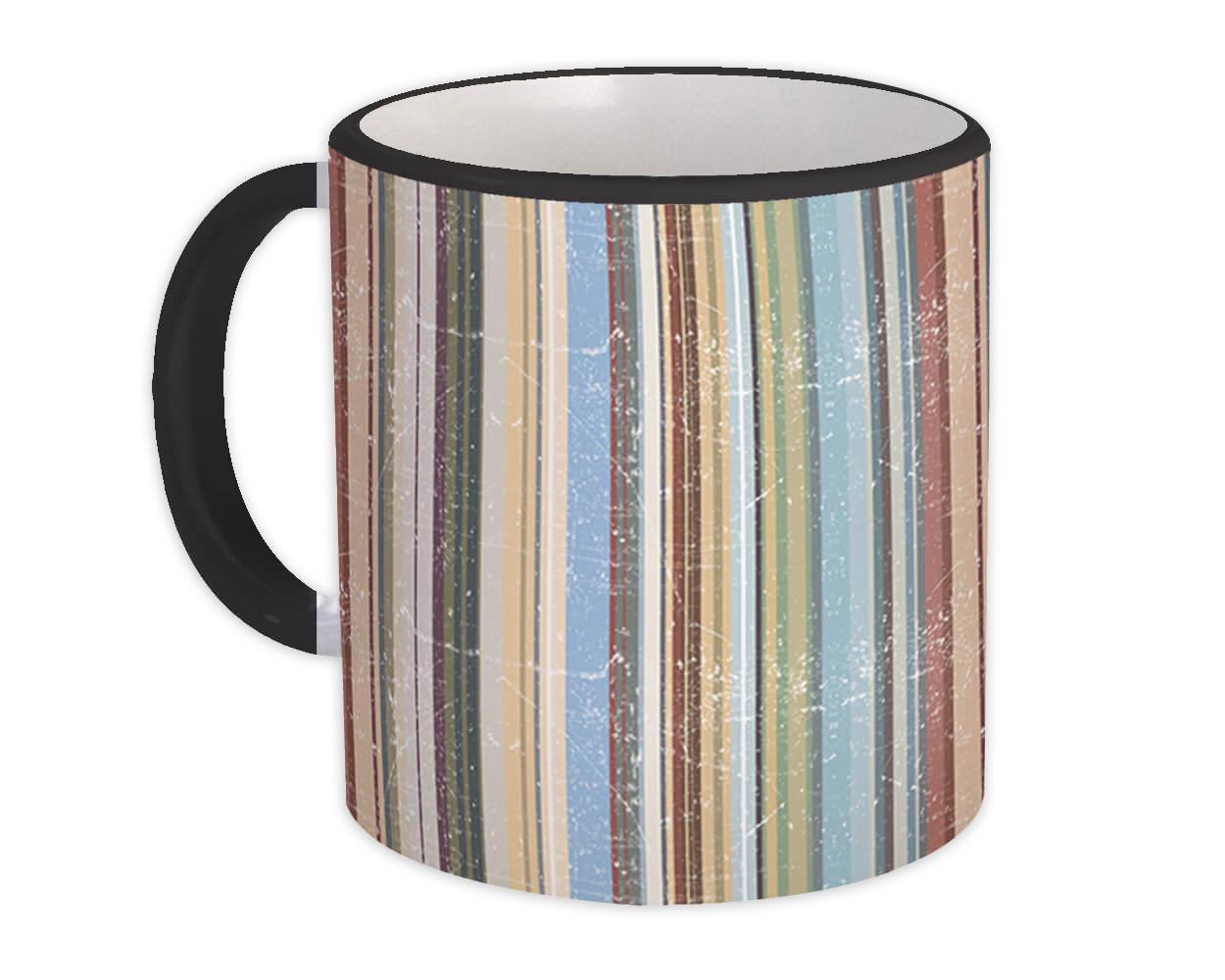 Gift Mug : Stripes Vintage Classic Home Decor Pastel Abstract Pattern Shapes