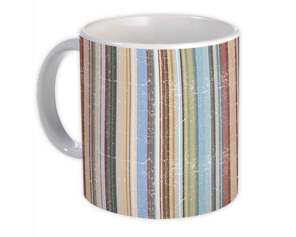 Gift Mug : Stripes Vintage Classic Home Decor Pastel Abstract Pattern Shapes