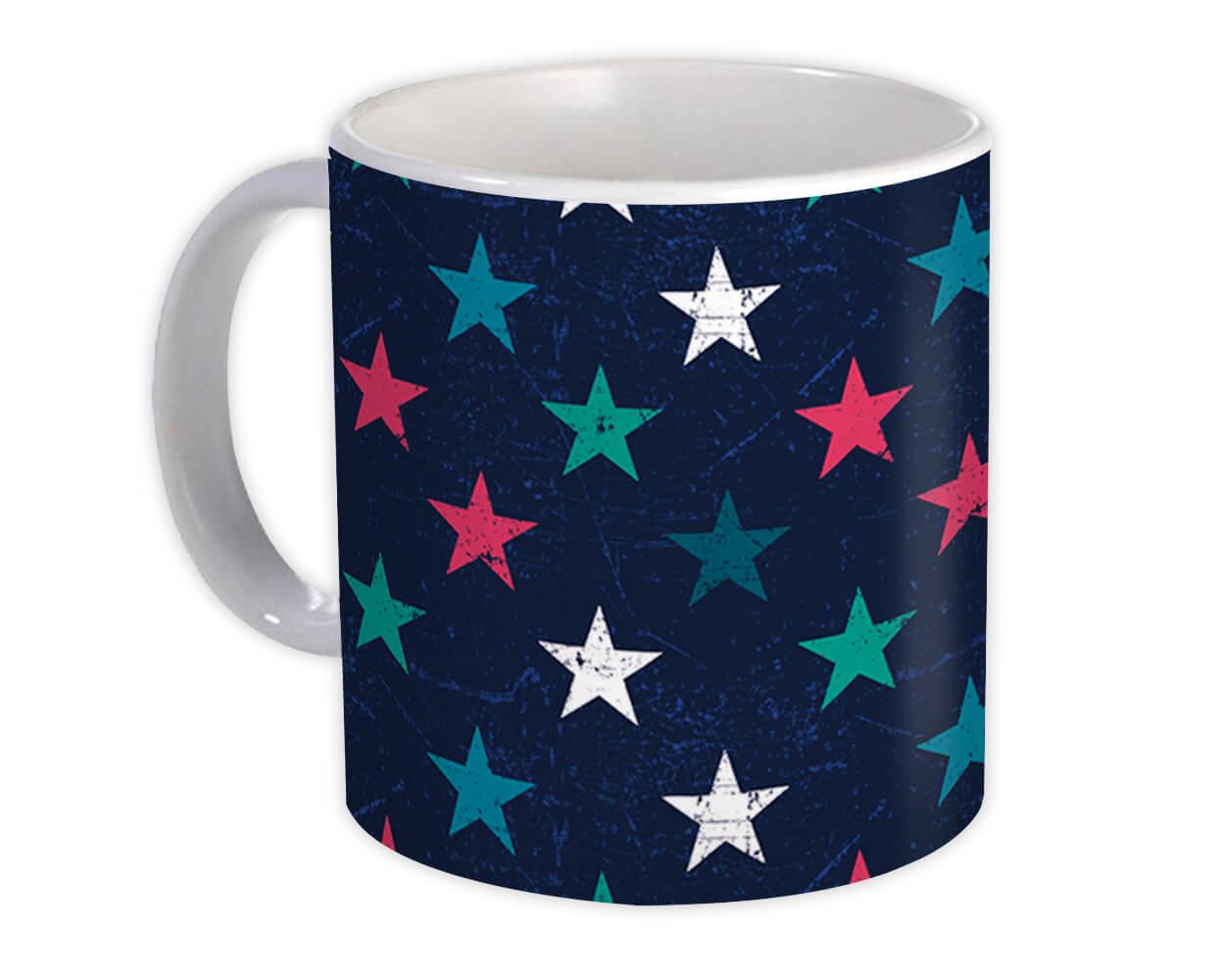 Gift Mug : Stars Navy Pink Greens Home Decor Pattern Abstract Shapes