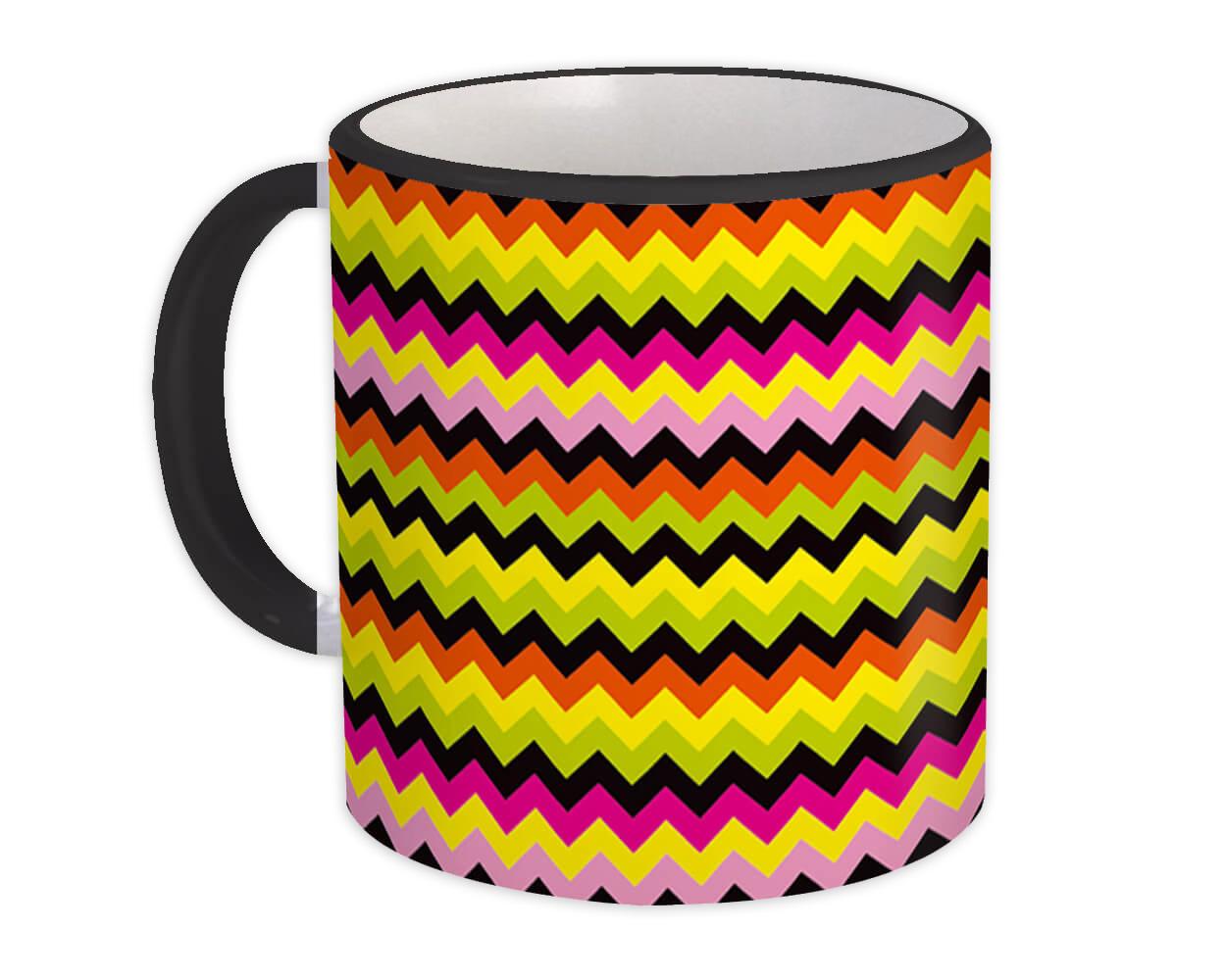 : Gift Mug Chevron Yellow Green Colorful Decor Pattern Home