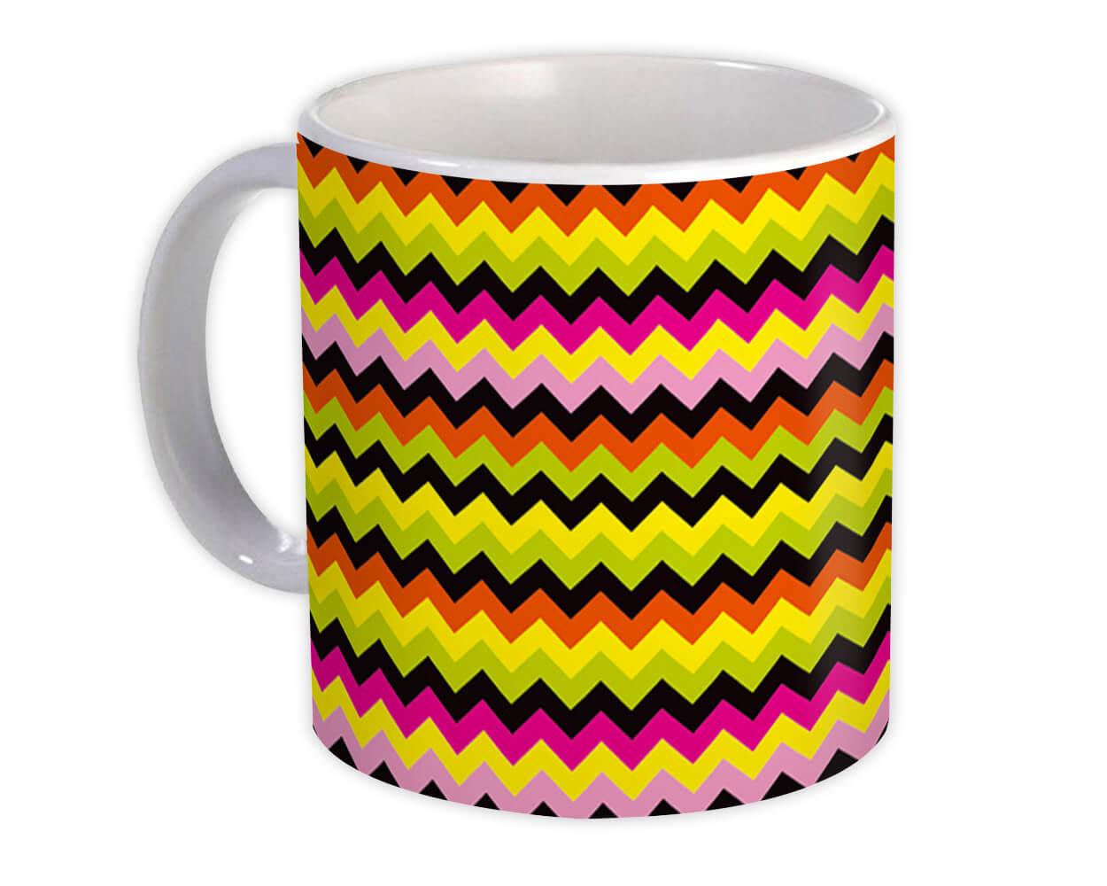 : Gift Mug Chevron Yellow Green Colorful Decor Pattern Home