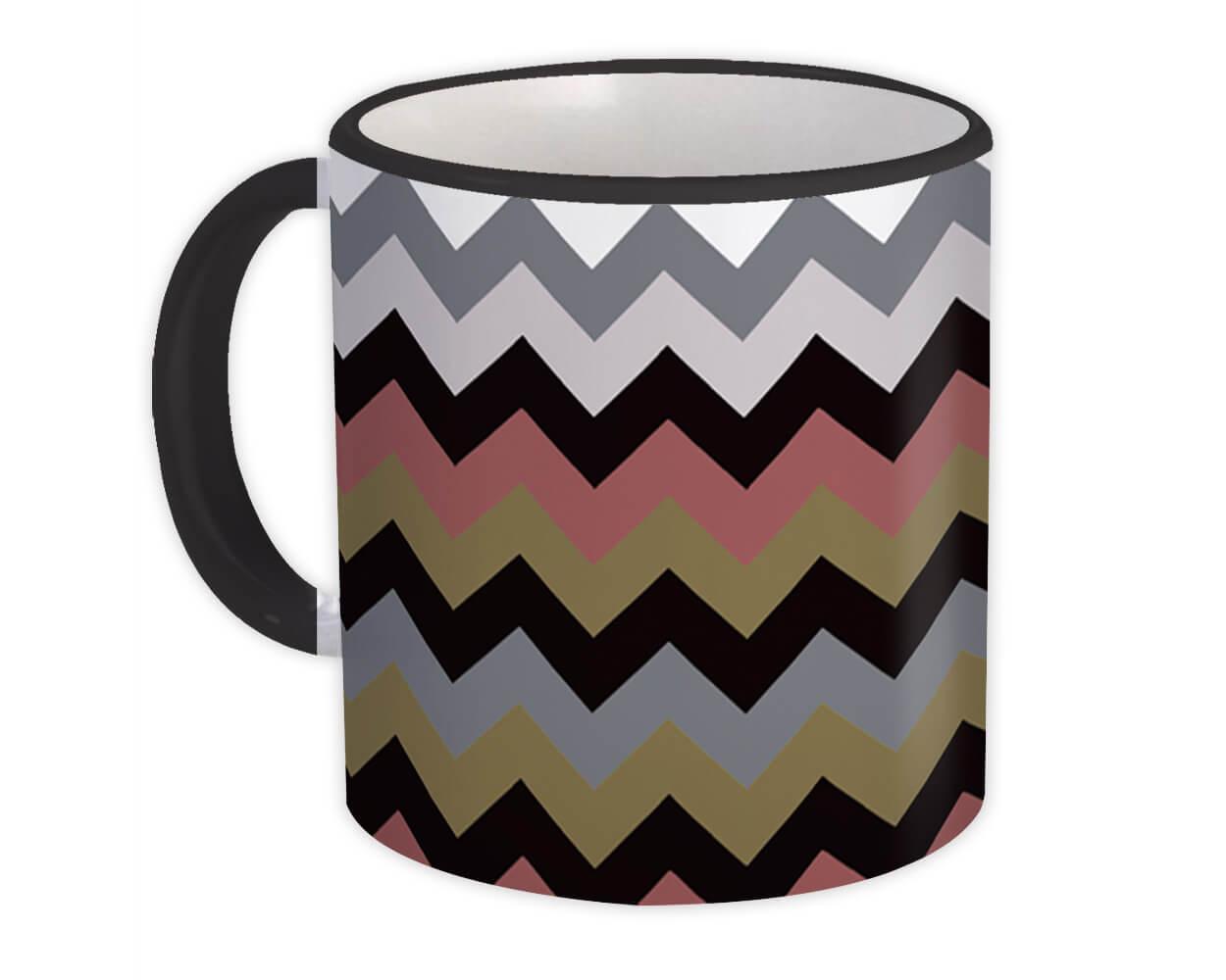 : Gift Mug Chevron Pastel Grey Pink Colorful Decor Pattern Home