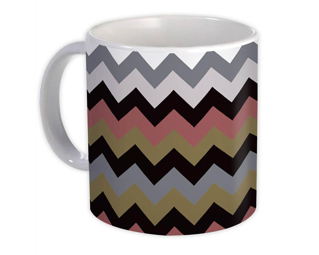 : Gift Mug Chevron Pastel Grey Pink Colorful Decor Pattern Home