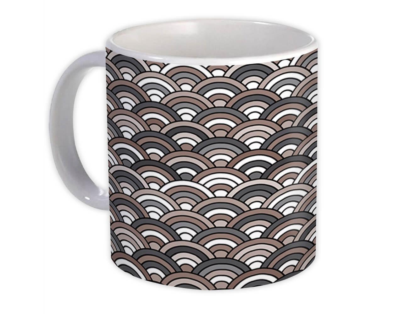 Gift Mug : Black and White Rainbow Pattern Decor Abstract Shapes Neutral