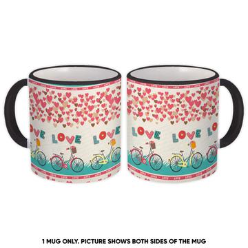 Love Bicycle : Gift Mug Cute Hearts Summer Pattern Best Friend Sweet Bike Travel Diy