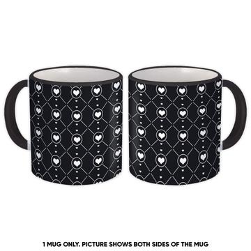 Hearts Net : Gift Mug Black And White Abstract Pattern Valentine Lovers Miss You Card