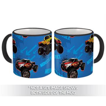 Monster Truck : Gift Mug Racing Sports Pattern Kids Teens Party Room Decor Cars Abstract