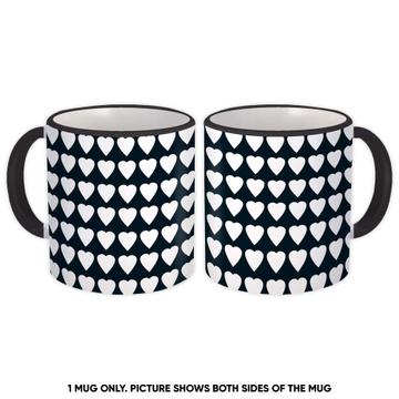 Hearts Pattern : Gift Mug Black And White Repeatable Secret Lovers Home Decor Husband