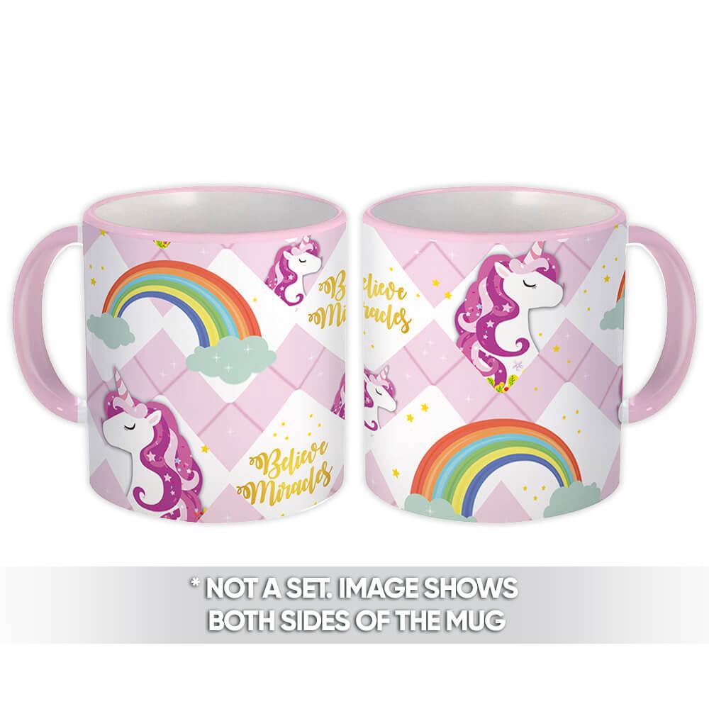 Gift Mug : Whimsical Unicorn Rainbow Fantasy Pattern Girlish Baby Shower Decor