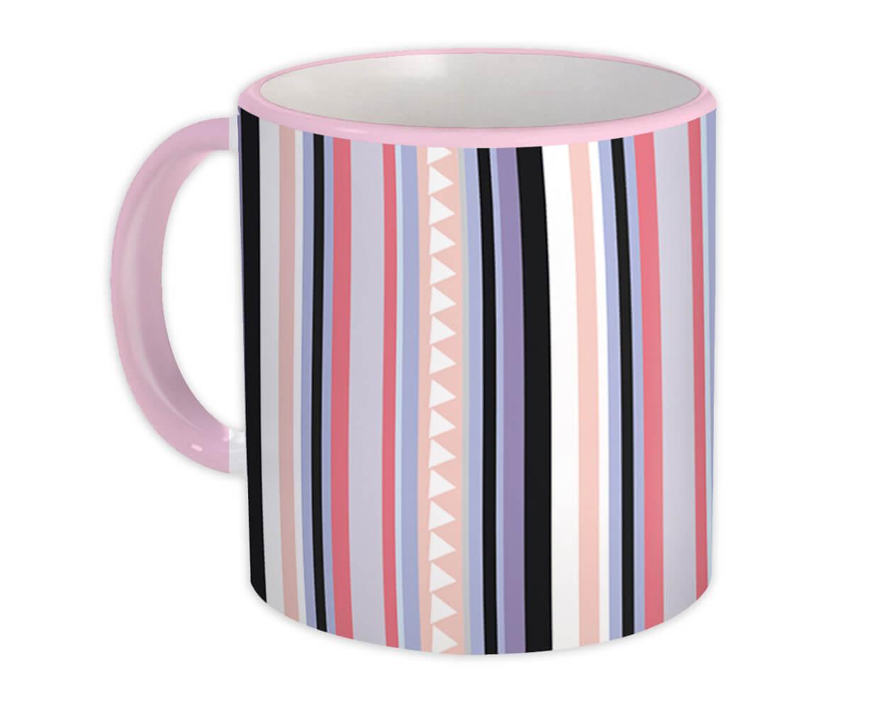 Gift Mug : Stripes Pink Lilac Classic Home Decor Pastel