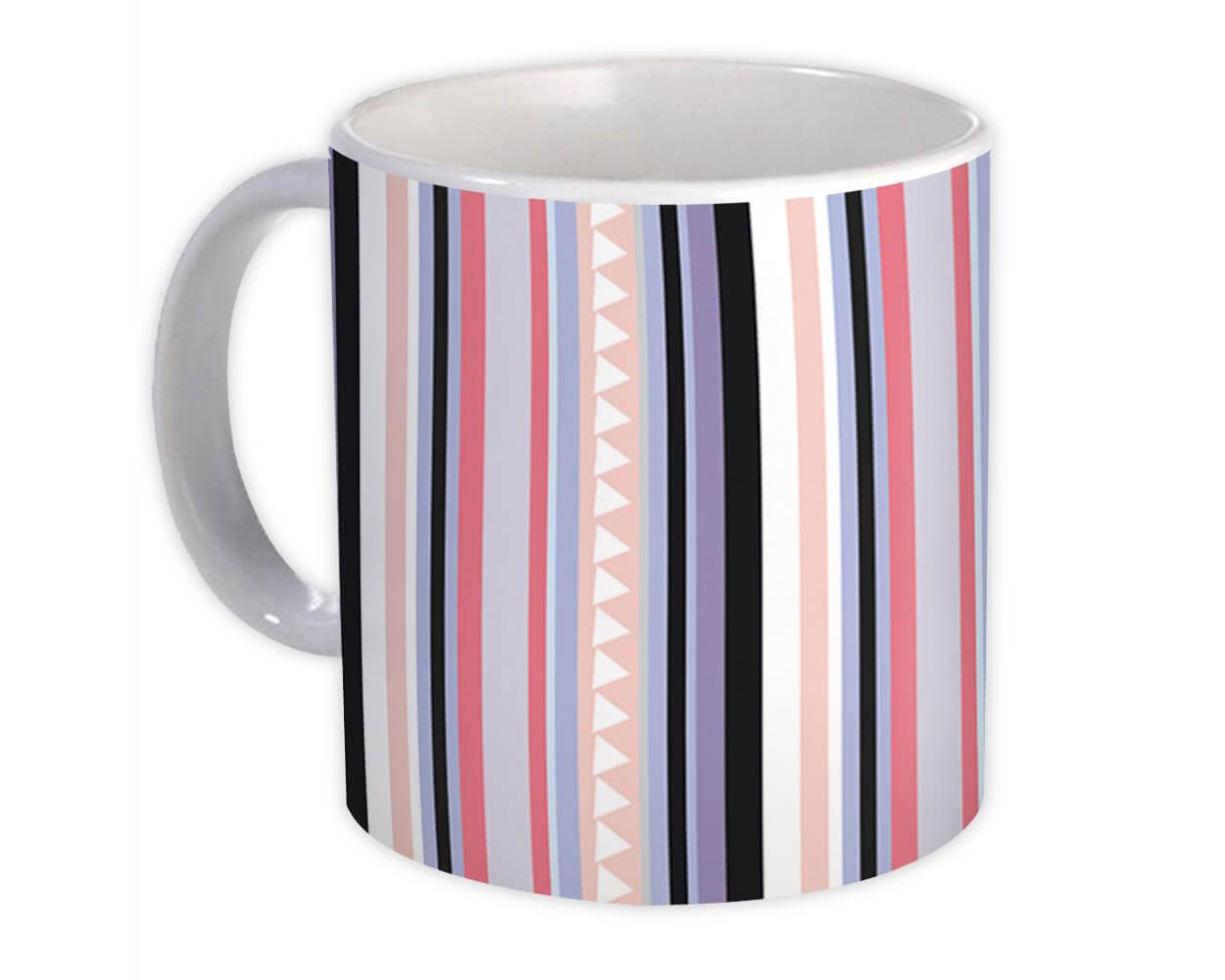 Gift Mug : Stripes Pink Lilac Classic Home Decor Pastel