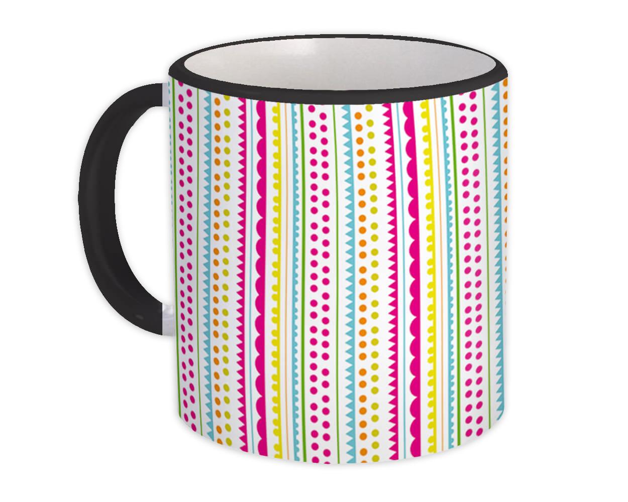 Gift Mug : Stripes Polka Dots Cute Colorful Decor Home