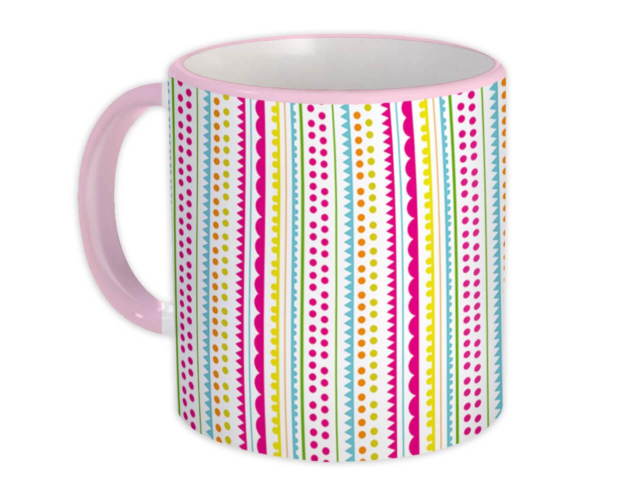 Gift Mug : Stripes Polka Dots Cute Colorful Decor Home