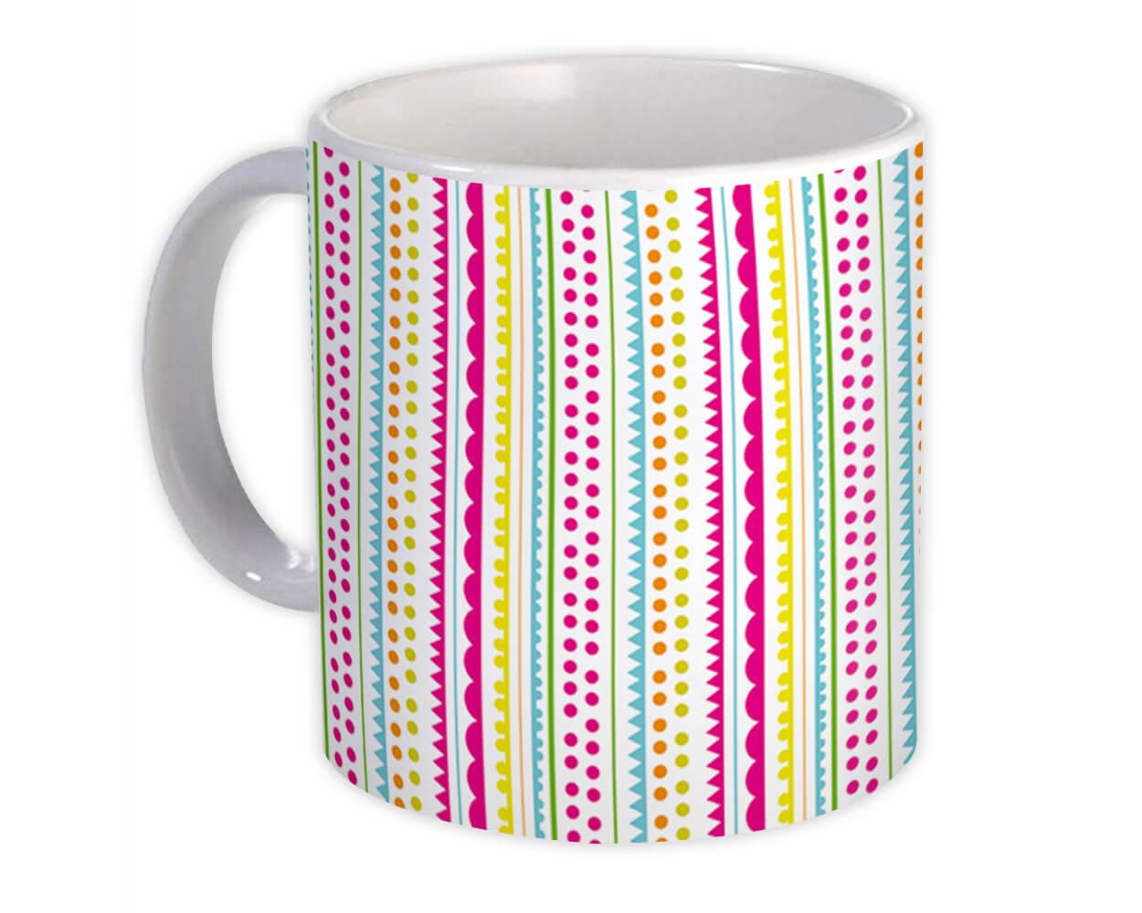 Gift Mug : Stripes Polka Dots Cute Colorful Decor Home