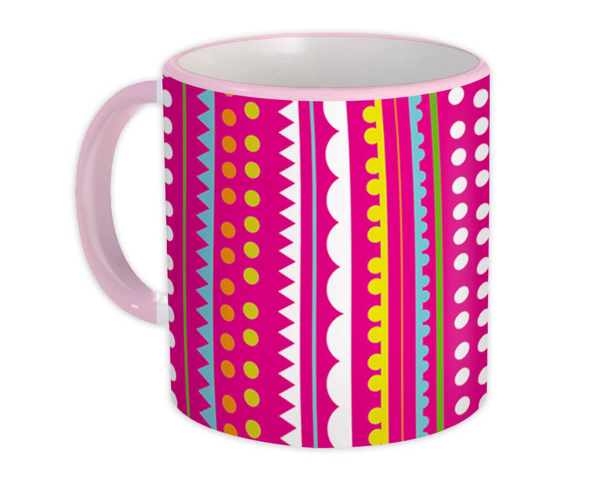 Gift Mug : Stripes Polka Dots Pink Cute Colorful Decor Home