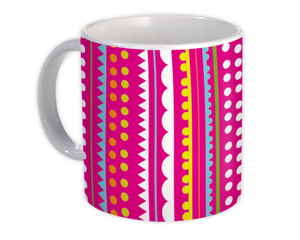 Gift Mug : Stripes Polka Dots Pink Cute Colorful Decor Home