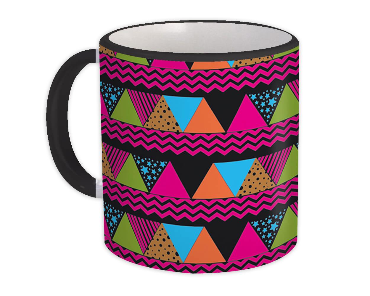 Gift Mug : Triangle Shapes Colorful Pink Black Scandinavian Modern Home Decor