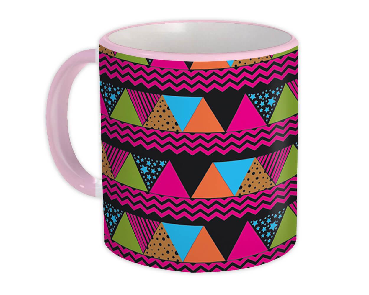 Gift Mug : Triangle Shapes Colorful Pink Black Scandinavian Modern Home Decor