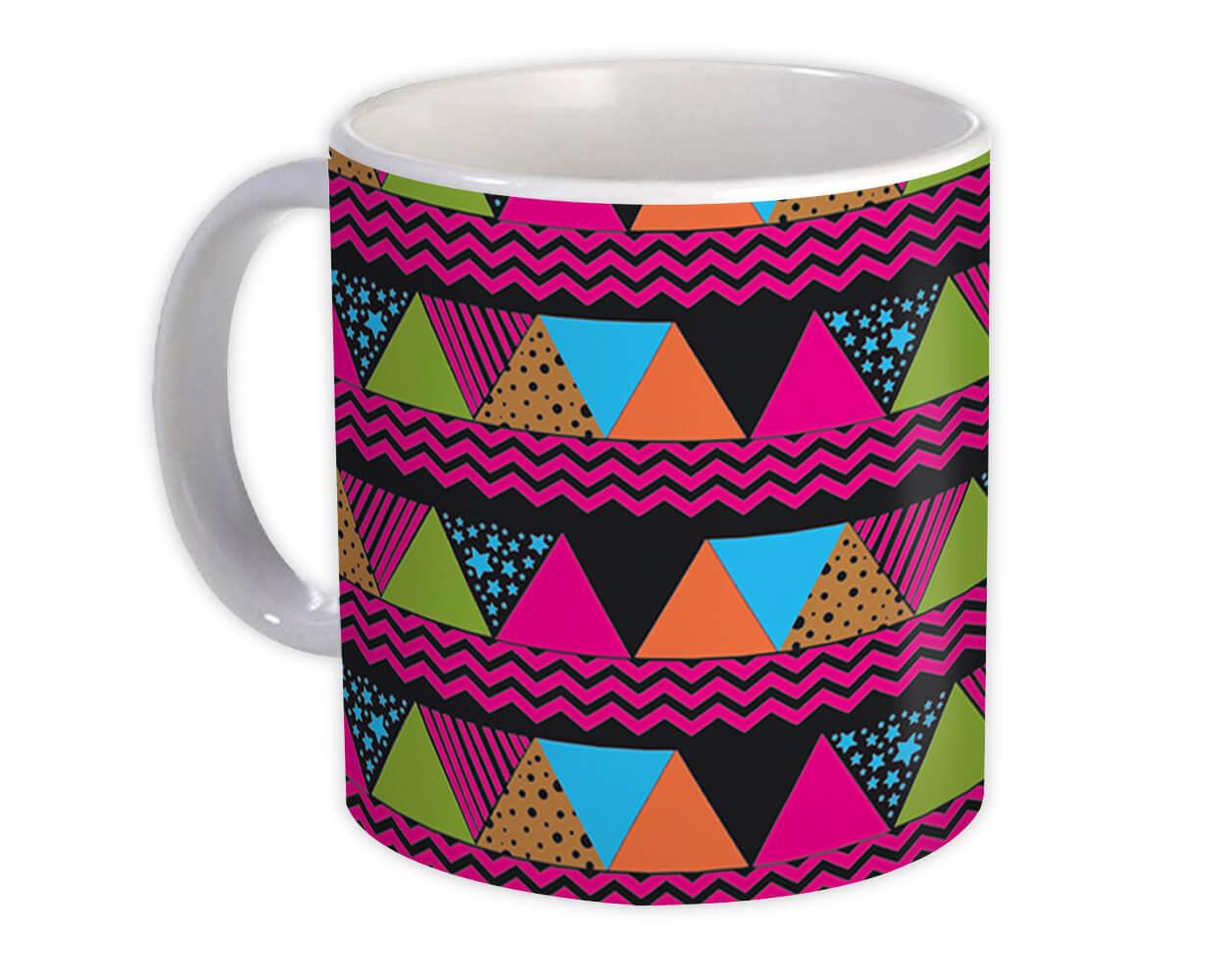 Gift Mug : Triangle Shapes Colorful Pink Black Scandinavian Modern Home Decor