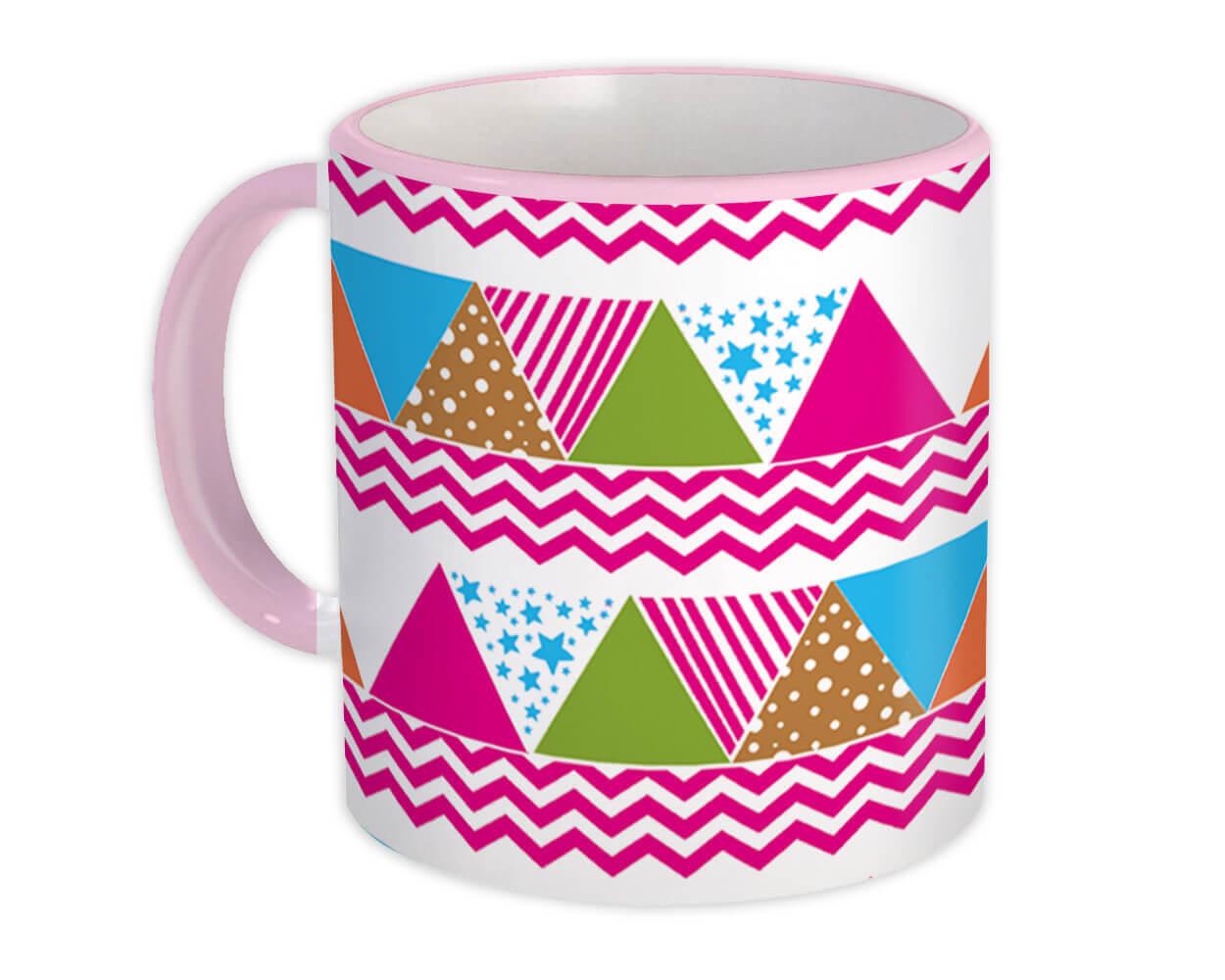 Gift Mug : Triangle Shapes Colorful Stars Modern Home Decor