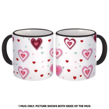 Delicate Hearts : Gift Mug Love Pattern Valentine Cupids Arrow Tiny Baby Room Decor