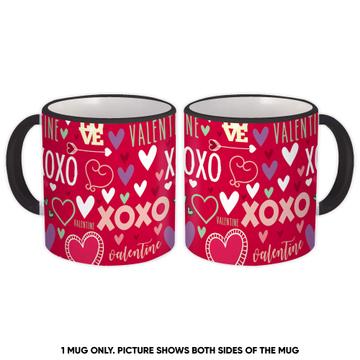 Xoxo Love : Gift Mug Valentines Day Hearts Pattern Seamless Arrow Kids Joyful Print